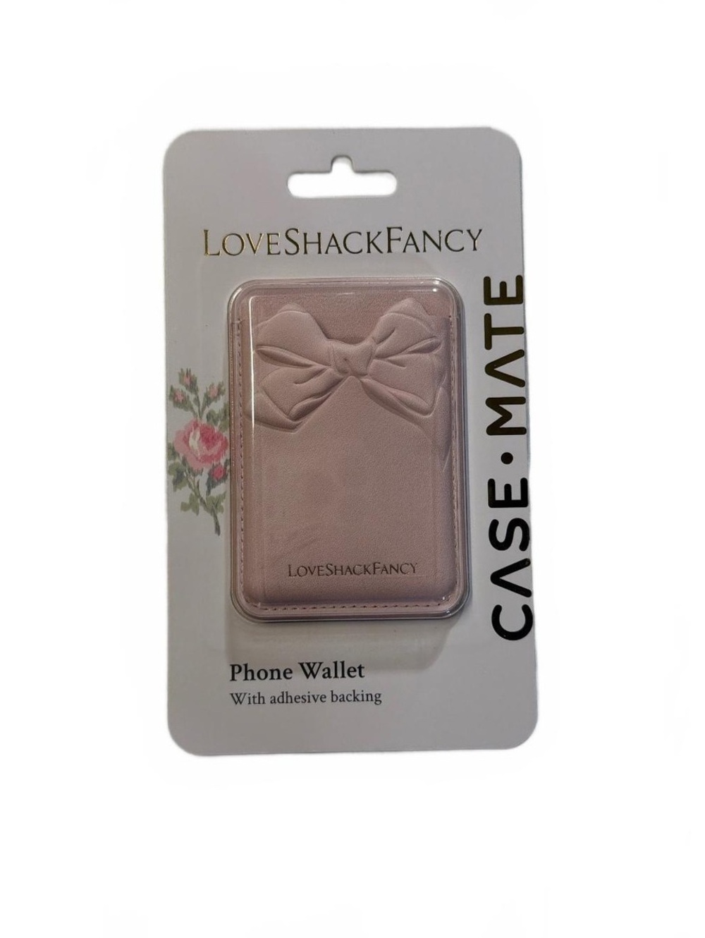 LoveShackFancy Case-Mate Phone Wallet with Bow Accent Adhesive - Pink - NEW